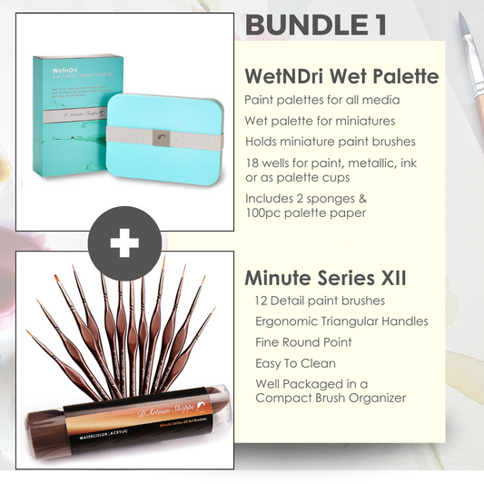 WetNDri Wet Palette + Minute Series XII Brushes