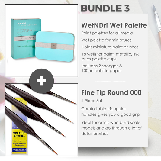 WetNDri Wet Palette + Fine Tip Round #000 (3/0)