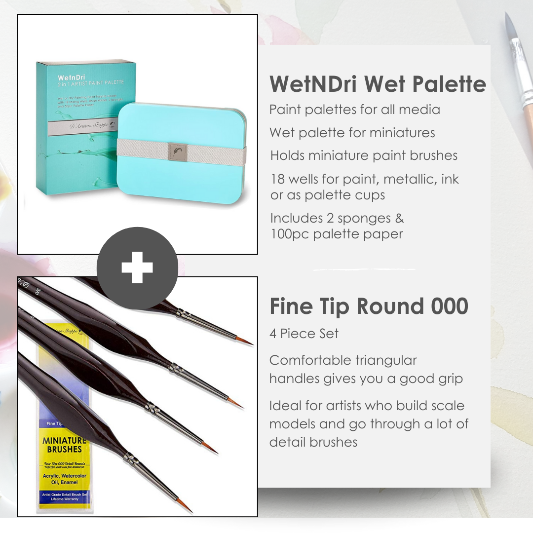 WetNDri Wet Palette + Fine Tip Round #000 (3/0)