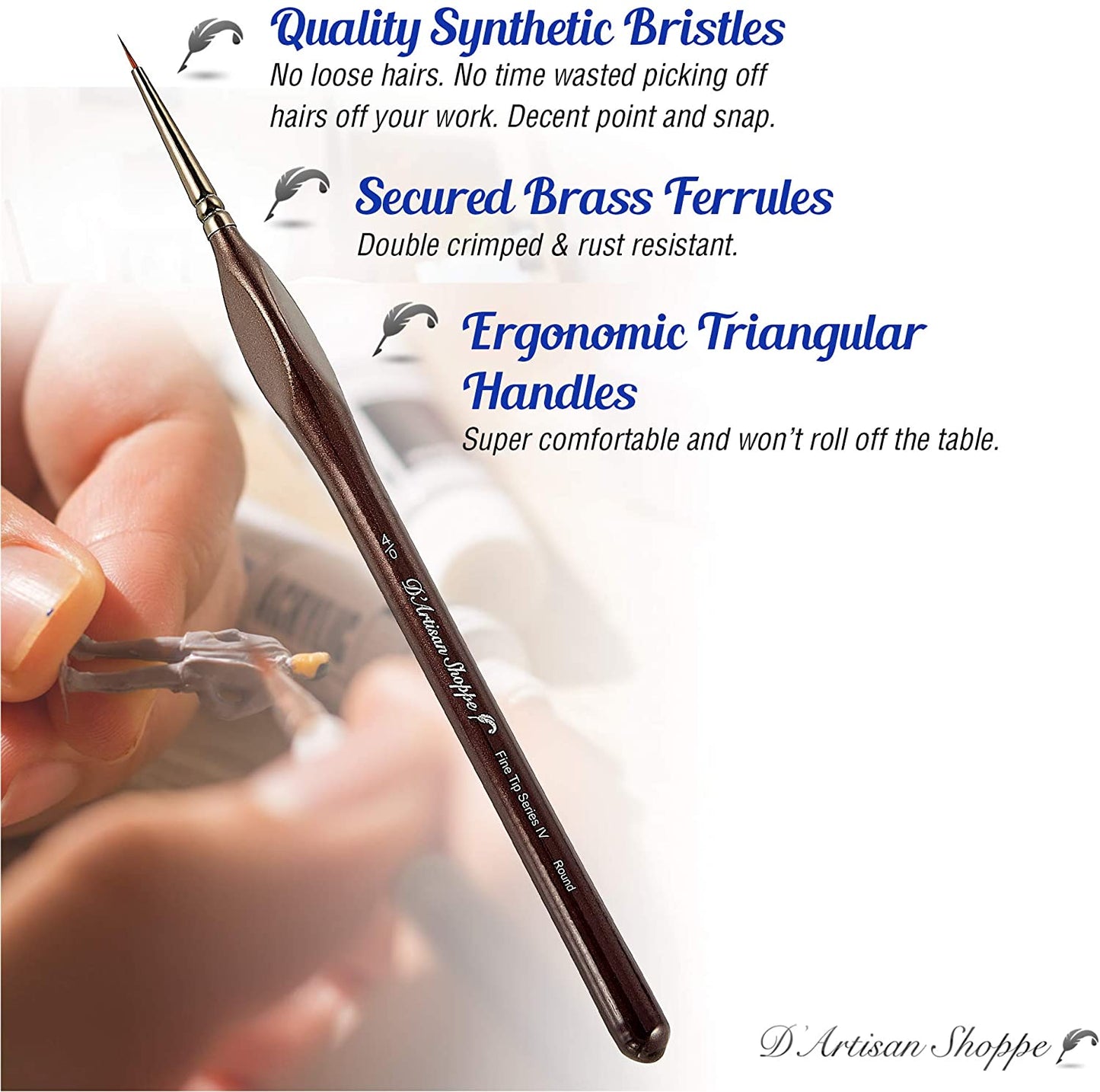 Fine Tip Round 0000 (#4/0) Detail Art Paint Brushes - 4pcs/set