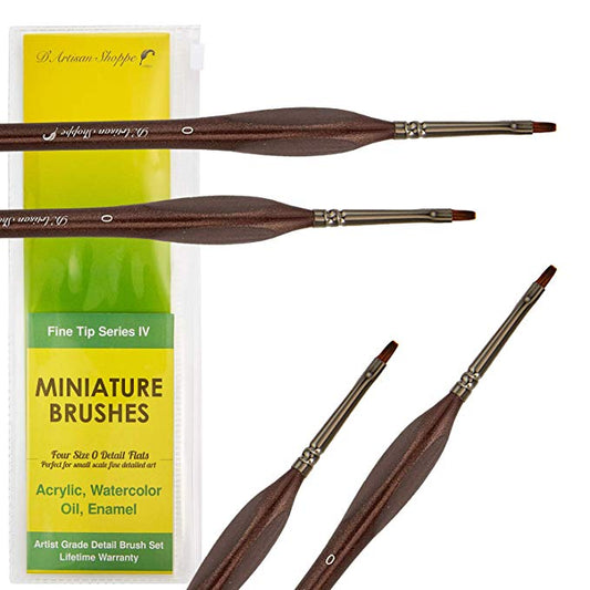 Fine Tip Flat 0 Detail Art Paint Brushes - 4pcs/set