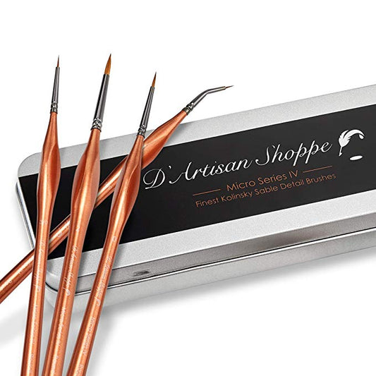 Kolinsky Sable Fine Tip Detail Brush Set – Micro Series IV (4 Pieces)