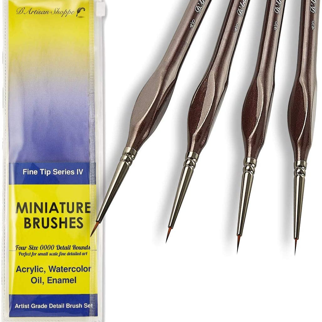 Fine Tip Round 0000 (#4/0) Detail Art Paint Brushes - 4pcs/set