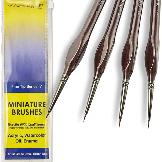 Fine Tip Round 0000 (#4/0) Detail Art Paint Brushes - 4pcs/set