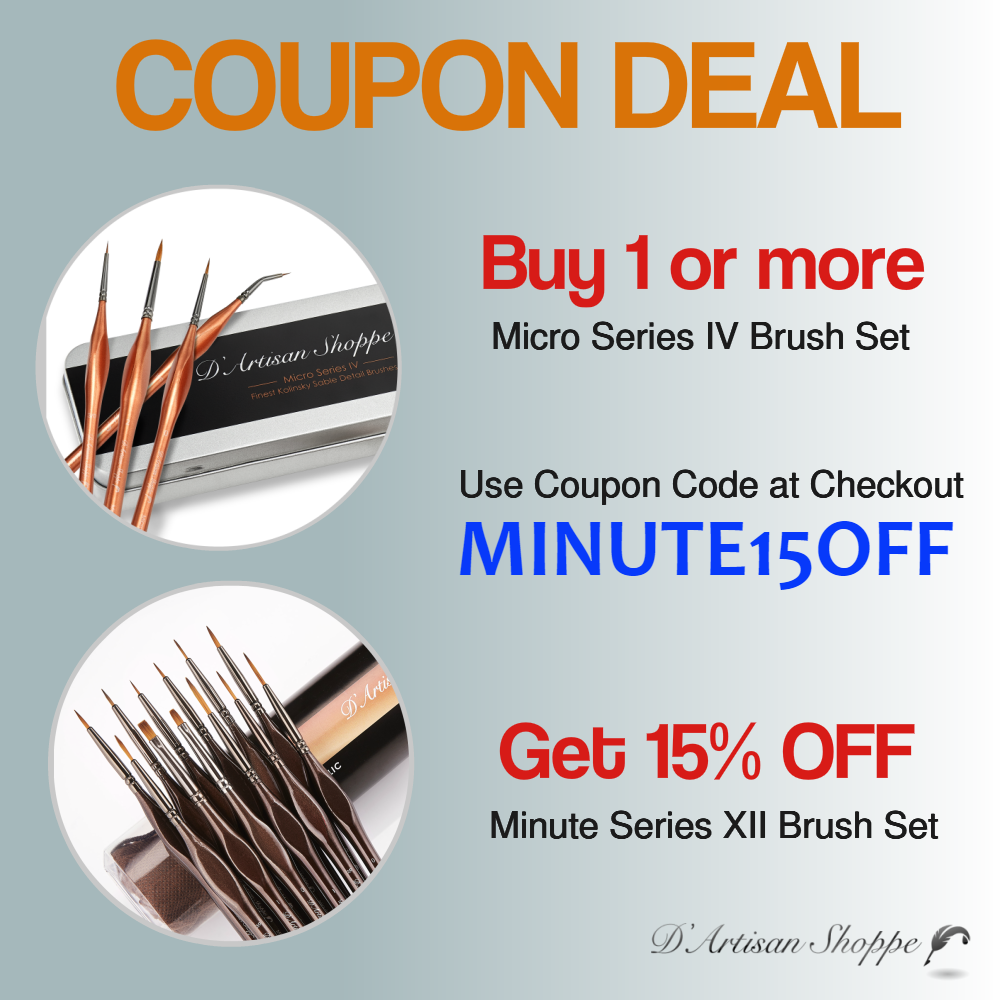 Kolinsky Sable Fine Tip Detail Brush Set – Micro Series IV (4 Pieces)