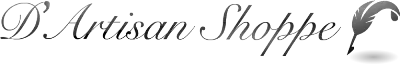 Logo of D'Artisan Shoppe with a stylized 'feather'