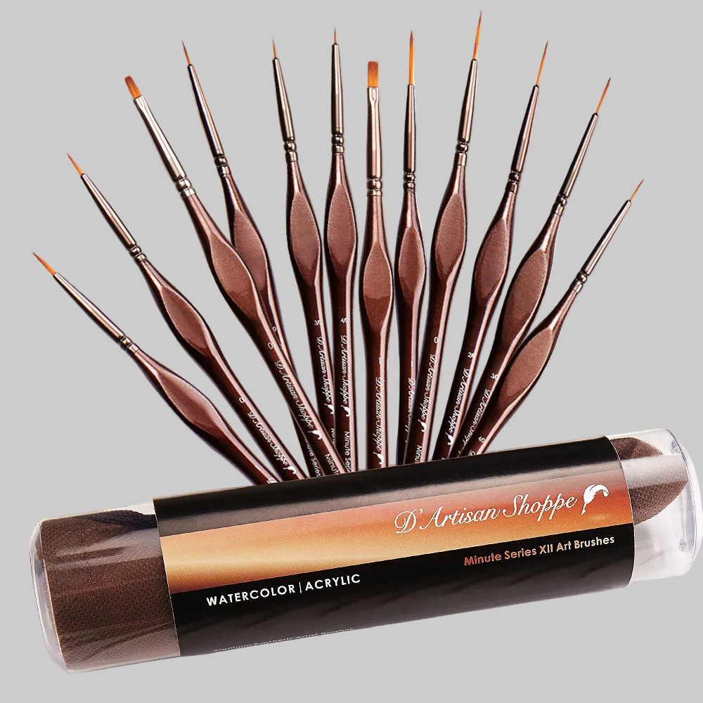 D'Artisan Minute Seris XII brush set with container laying horizontally