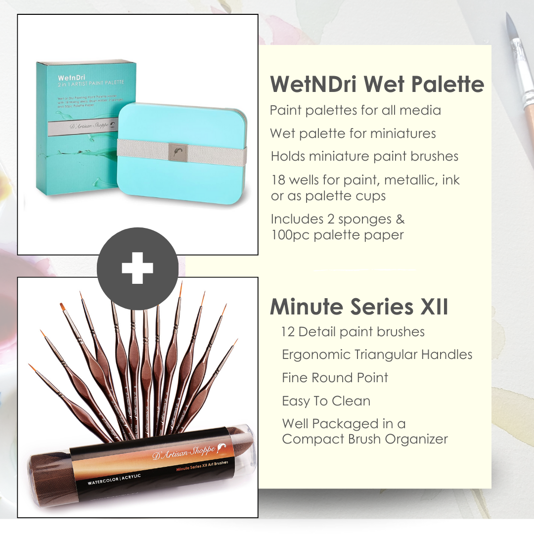 WetNDri Wet Palette + Minute Series XII Brushes