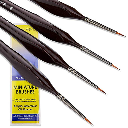 Fine Tip Round 000 (#3/0) Detail Art Paint Brushes - 4pcs/set