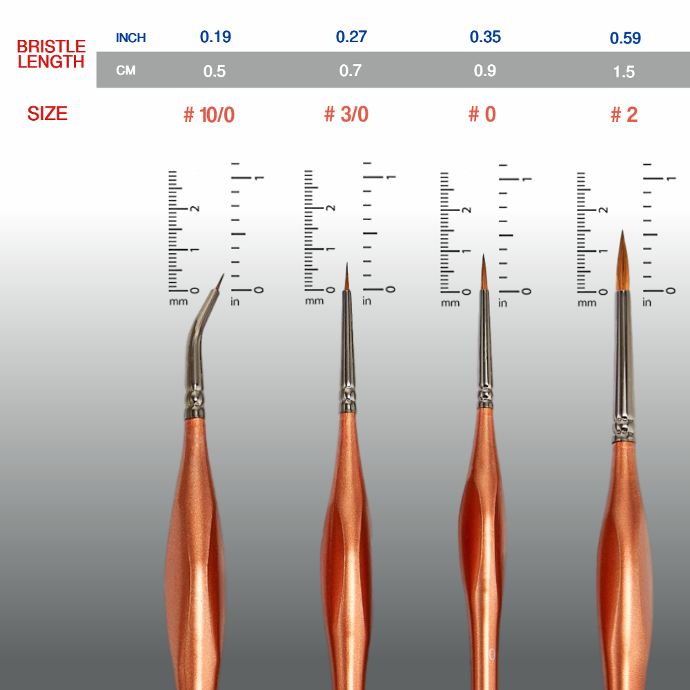 Kolinsky Sable Fine Tip Detail Art Paint Brushes - 4pcs/set