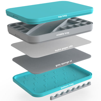 WetNDri wet palette for miniature painting with dual wet dry sections
