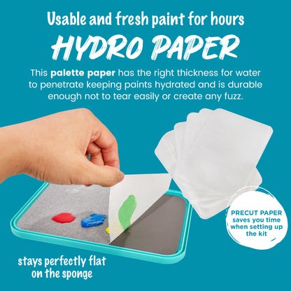 Wet palette paper keeping acrylic paints moist and fresh for miniature painting.