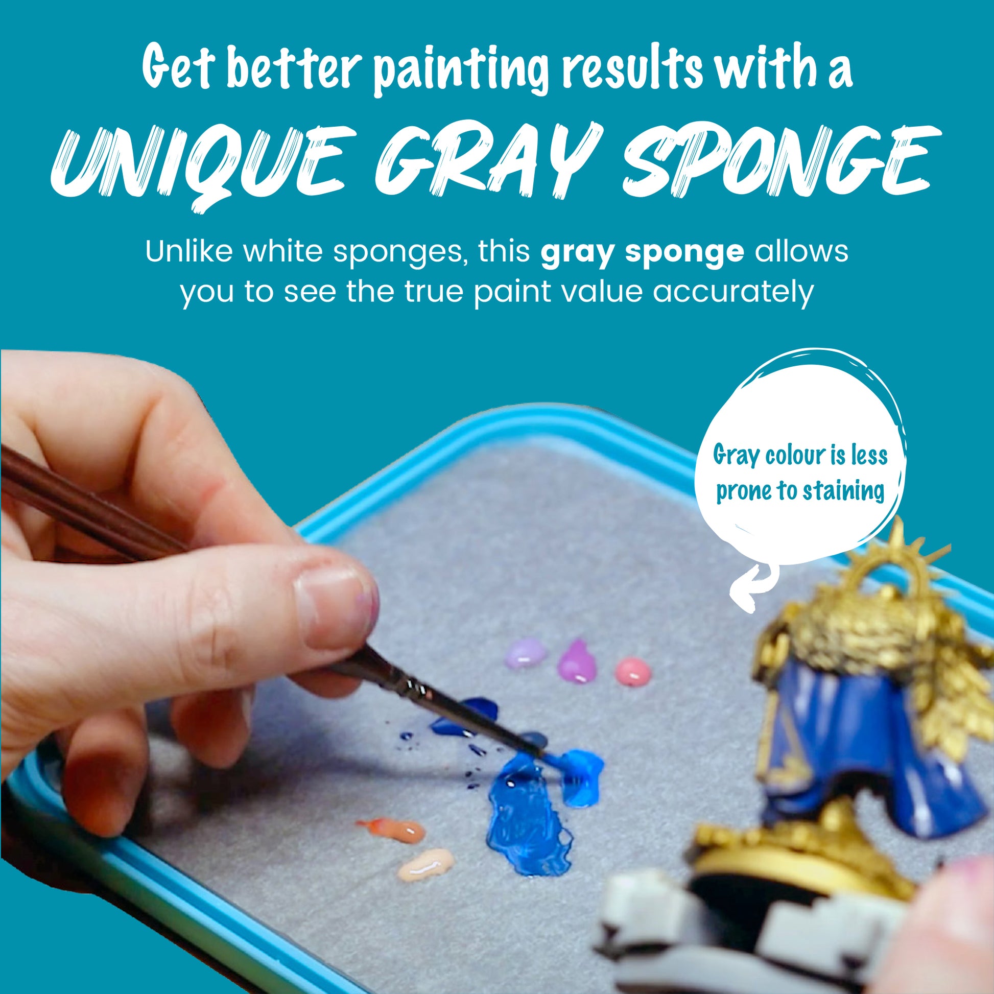 Artist using WetNDri wet palette for miniature paiting.